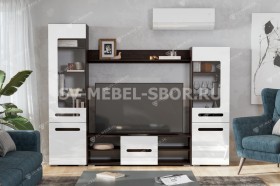 Мебель для гостиной МГС 6 (Исполнение 1/Венге/Белый глянец) в Раздолинске - razdolinsk.katalogmebeli.com | фото